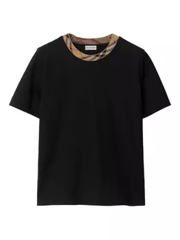 Burberry футболка с отделкой в клетку, черный