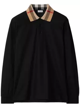 Burberry хлопковая рубашка-поло, черный