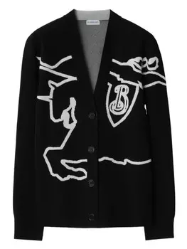 Burberry кардиган Equestrian Knight из хлопковой смеси, черный