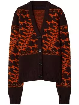 Burberry кардиган из лисьей шерсти, коричневый