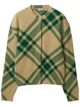 Burberry кардиган из смесовой шерсти в клетку, нейтральный цвет