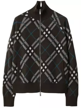Burberry кардиган на молнии в клетку, коричневый