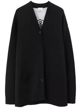 Burberry кардиган с V-образным вырезом и вышитым логотипом, черный