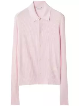 Burberry кардиган в рубчик на пуговицах, розовый