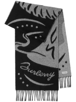 Burberry кашемировый шарф Mirrored Horse, черный