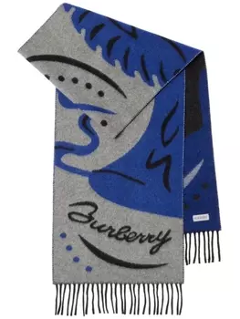 Burberry кашемировый шарф Mirrored Horse, синий
