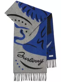 Burberry кашемировый шарф Mirrored Horse, синий