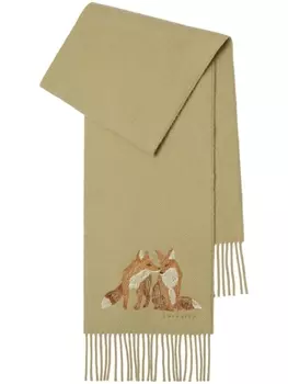 Burberry кашемировый шарф с вышивкой, нейтральный цвет