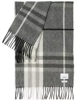 Burberry кашемировый шарф в клетку Classic Check, серый