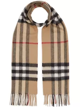 Burberry кашемировый шарф в клетку, коричневый