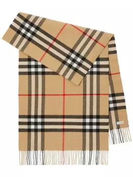 Burberry кашемировый шарф в клетку, нейтральный цвет