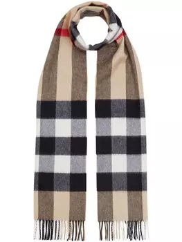 Burberry кашемировый шарф в клетку, нейтральный цвет