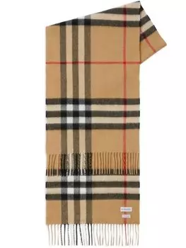 Burberry кашемировый шарф в клетку Vintage Check, коричневый