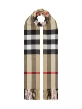 Burberry кашемировый шарф в клетку Vintage Check, коричневый