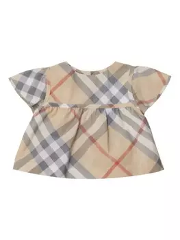 Burberry Kids блузка из хлопка в клетку, нейтральный цвет