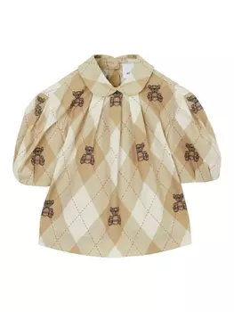 Burberry Kids блузка Thomas Bear с узором аргайл, коричневый