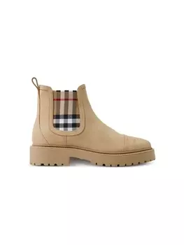 Burberry Kids ботинки со всевками в клетку, нейтральный цвет
