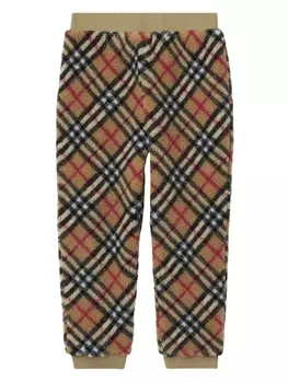 Burberry Kids брюки из шерпы в клетку Vintage Check, нейтральный цвет