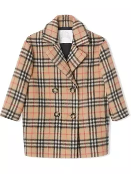 Burberry Kids бушлат в клетку Vintage Check, нейтральный цвет