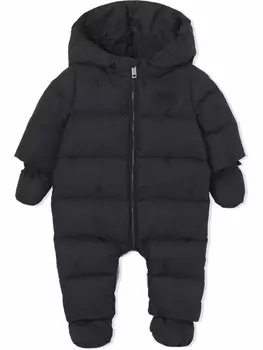 Burberry Kids дутый комбинезон Thomas Bear с монограммой, черный