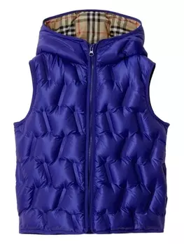 Burberry Kids дутый жилет с капюшоном, синий