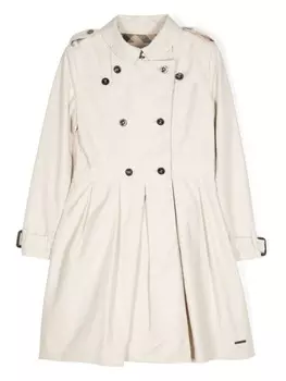 Burberry Kids двубортное пальто со складками, серый
