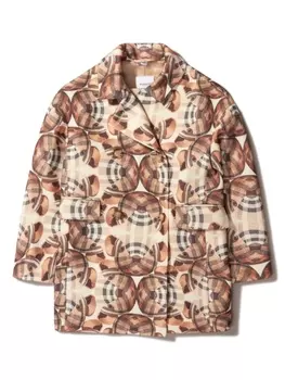 Burberry Kids двубортное пальто Thomas Bear, коричневый