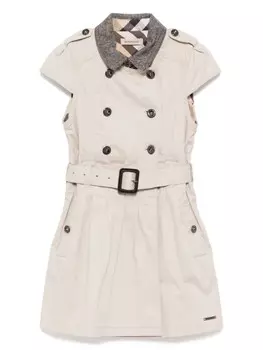 Burberry Kids двубортное платье, нейтральный