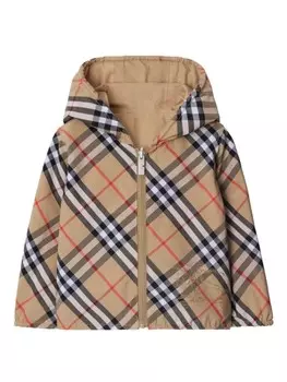 Burberry Kids двусторонняя клетчатая куртка из хлопковой смеси, нейтральный цвет