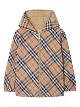 Burberry Kids двусторонняя куртка в клетку, нейтральный цвет