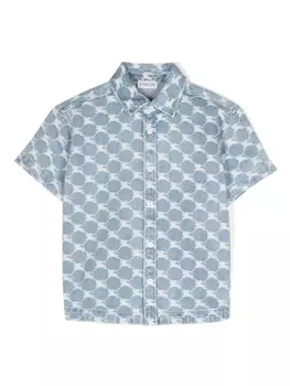 Burberry Kids джинсовая рубашка с принтом Equestrian Knight, синий