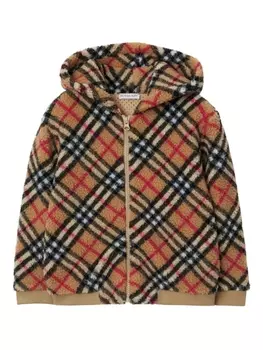 Burberry Kids флисовое худи в клетку Vintage Check, нейтральный цвет
