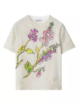 Burberry Kids футболка из хлопка с цветочным принтом, нейтральный цвет