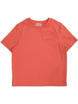Burberry Kids футболка из хлопка с нашивкой-логотипом, оранжевый