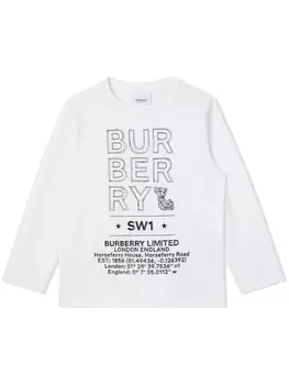 Burberry Kids футболка с длинными рукавами и логотипом, белый