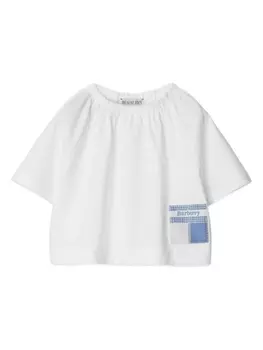 Burberry Kids футболка с нашивкой-логотипом, белый