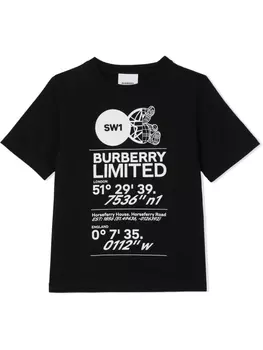 Burberry Kids футболка с принтом Montage, черный
