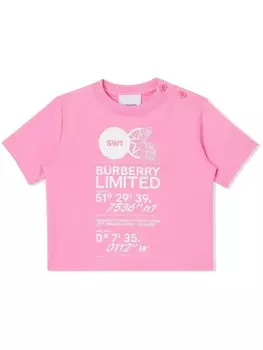 Burberry Kids футболка с принтом, розовый