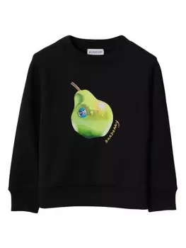 Burberry Kids хлопковая толстовка с круглым вырезом грушевого цвета, черный