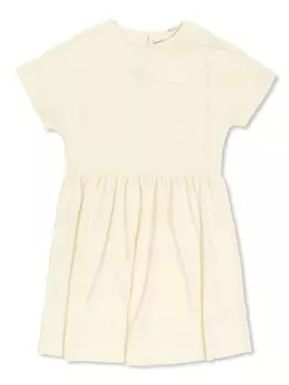 Burberry Kids хлопковое платье с аппликацией логотипа, нейтральный цвет