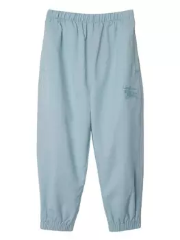 Burberry Kids хлопковые спортивные брюки с вышитым мотивом, синий