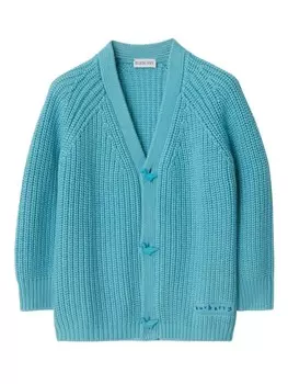 Burberry Kids хлопковый кардиган с вышитым логотипом, синий