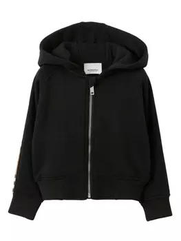 Burberry Kids худи с клетчатой вставкой, черный