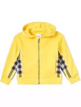 Burberry Kids худи в клетку Vintage Check на молнии, желтый