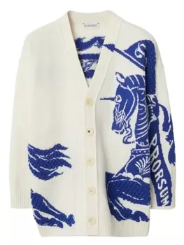 Burberry Kids кардиган Equestrian Knight вязки интарсия, нейтральный цвет