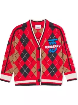 Burberry Kids кардиган с монограммой, красный