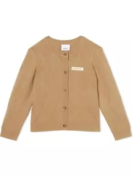 Burberry Kids кардиган с нашивкой-логотипом, коричневый