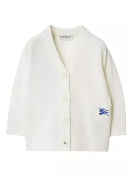 Burberry Kids кардиган с V-образным вырезом и вышитым логотипом, белый