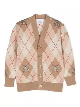 Burberry Kids кардиган Thomas Bear с узором аргайл, нейтральный цвет