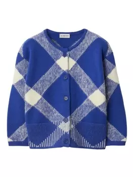 Burberry Kids кардиган в клетку vintage check, синий